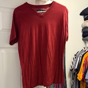 Red V-Neck Men's Short Sleeve Tee